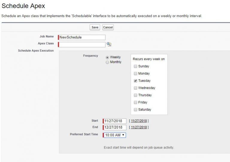 How to schedule apex class in salesforce
