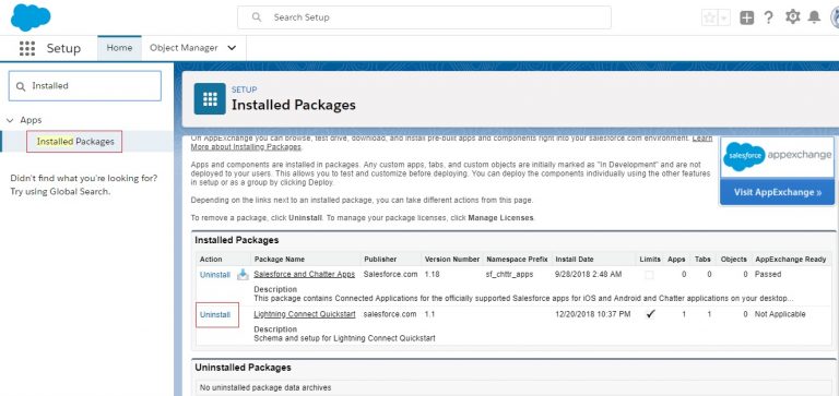 How to Uninstall a Package in Salesforce