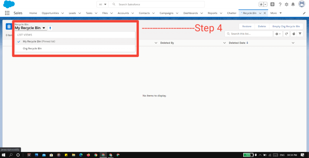 How to access Recycle Bin in Salesforce Lightning
