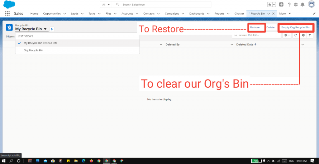 How to access Recycle Bin in Salesforce Lightning