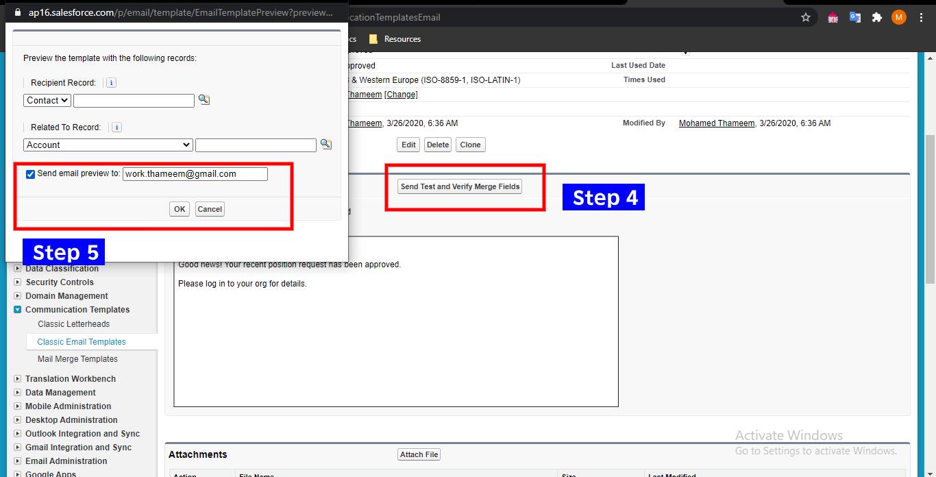 How to attach a file to an email template in Salesforce