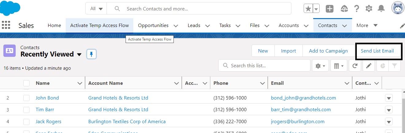 send list emails salesforce